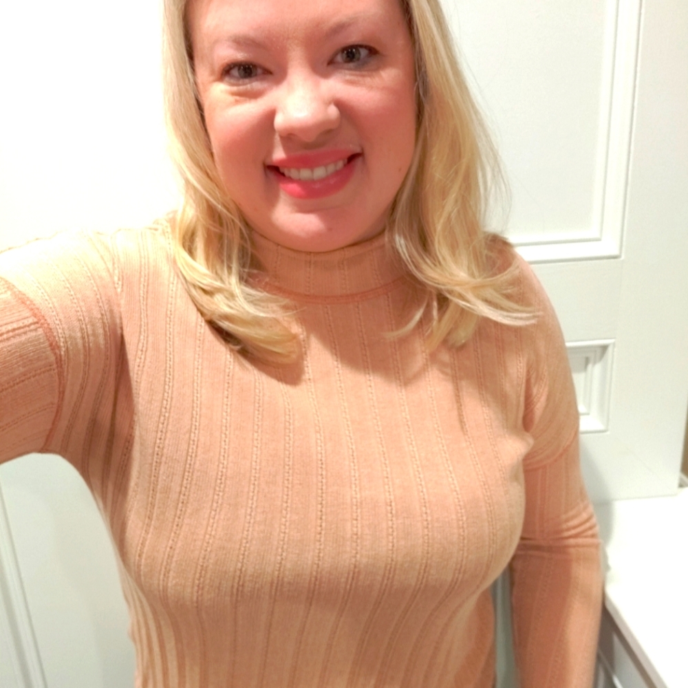 Peach lightweight mock neck sweater